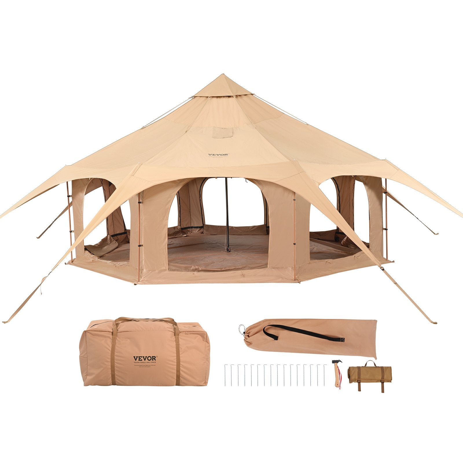 Canvas Tent 4 Seasons 5 m/16.4 ft Bell Tent for Camping with Stove Jack V952-FBZXZP5MMXTZ97PYKV0