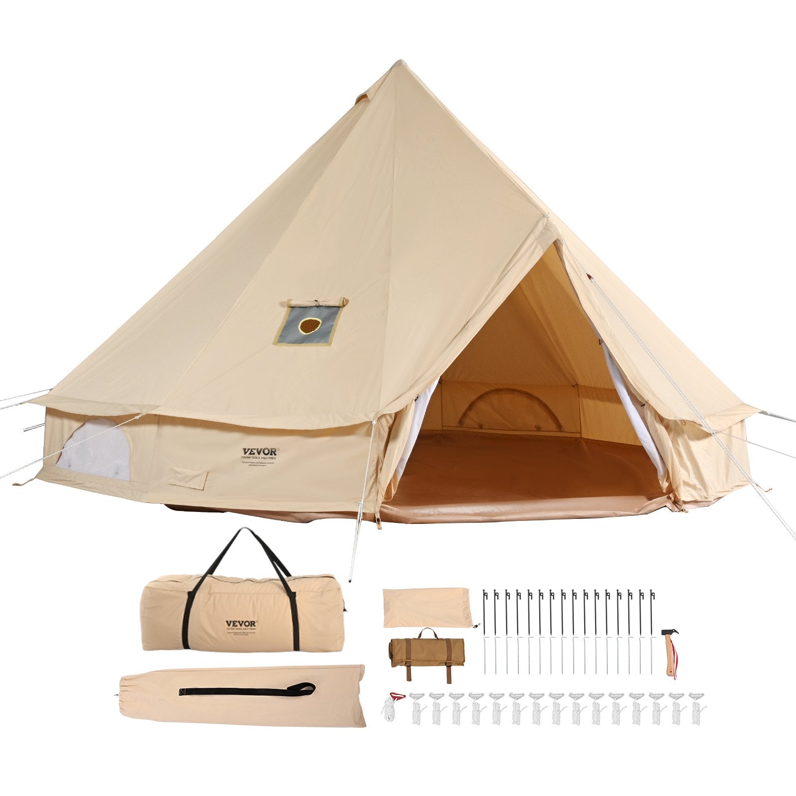 Canvas Bell Tent, 4 Seasons 7 m/22.97 ft Yurt Tent, Canvas Tent for Camping with Stove Jack, Breathable Tent V952-FBZXZP7MMGBZ9SSOBV0
