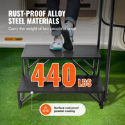 RV Steps, 2-Step RV Stairs, 199.58KGS Load Capacity, Thickened Carbon Steel, With Handrail, Non-Slip Steps V952-FCBTGDKGDKHJ7940CV0