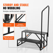 RV Steps, 2-Step RV Stairs, 199.58KGS Load Capacity, Thickened Carbon Steel, With Handrail, Non-Slip Steps V952-FCBTGDKGDKHJ7940CV0