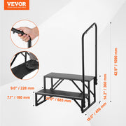 RV Steps, 2-Step RV Stairs, 199.58KGS Load Capacity, Thickened Carbon Steel, With Handrail, Non-Slip Steps V952-FCBTGDKGDKHJ7940CV0