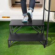 RV Steps, 2-Step RV Stairs, 199.58KGS Load Capacity, Thickened Carbon Steel, With Handrail, Non-Slip Steps V952-FCBTGDKGDKHJ7940CV0