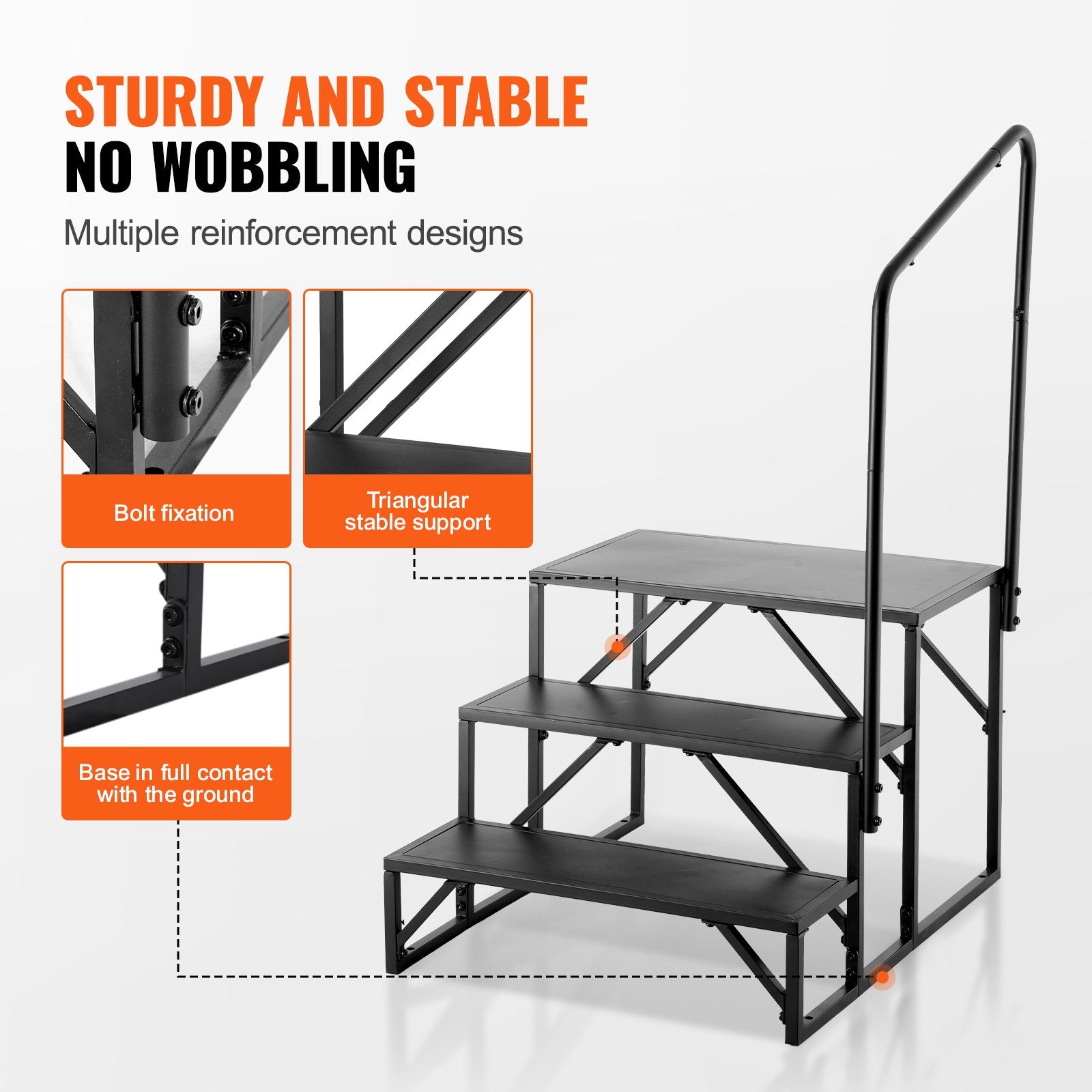 RV Steps, 3-Step RV Stairs, 199.58KGS Load Capacity, Thickened Carbon Steel, With Handrail, Non-Slip Steps V952-FCBTGDKHJG3JJF4MLV0