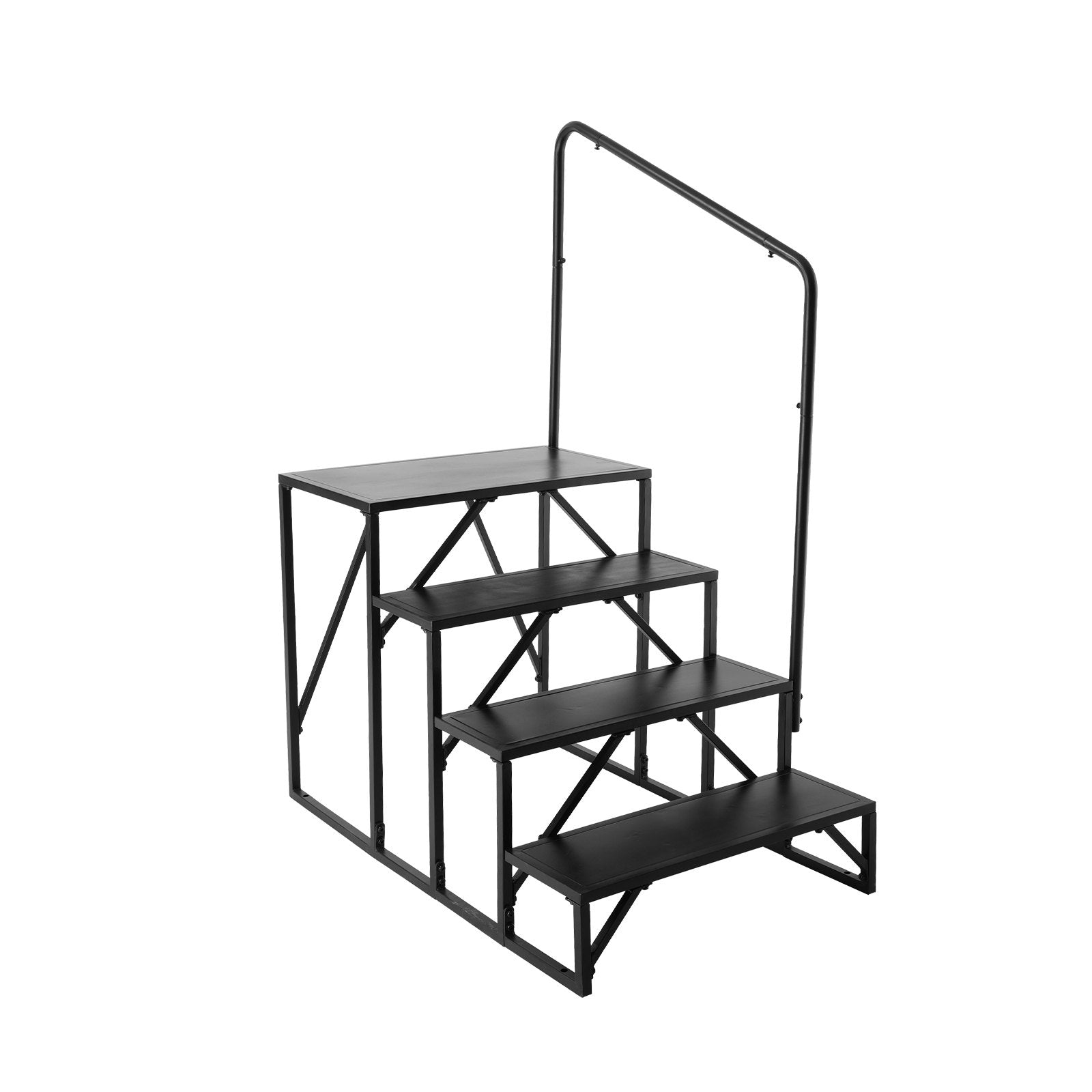 RV Steps, 4-Step RV Stairs, 199.58KGS Load Capacity, Thickened Carbon Steel, With Handrail, Non-Slip Steps V952-FCBTGDKHJG4JE8I22V0