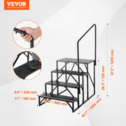 RV Steps, 4-Step RV Stairs, 199.58KGS Load Capacity, Thickened Carbon Steel, With Handrail, Non-Slip Steps V952-FCBTGDKHJG4JE8I22V0