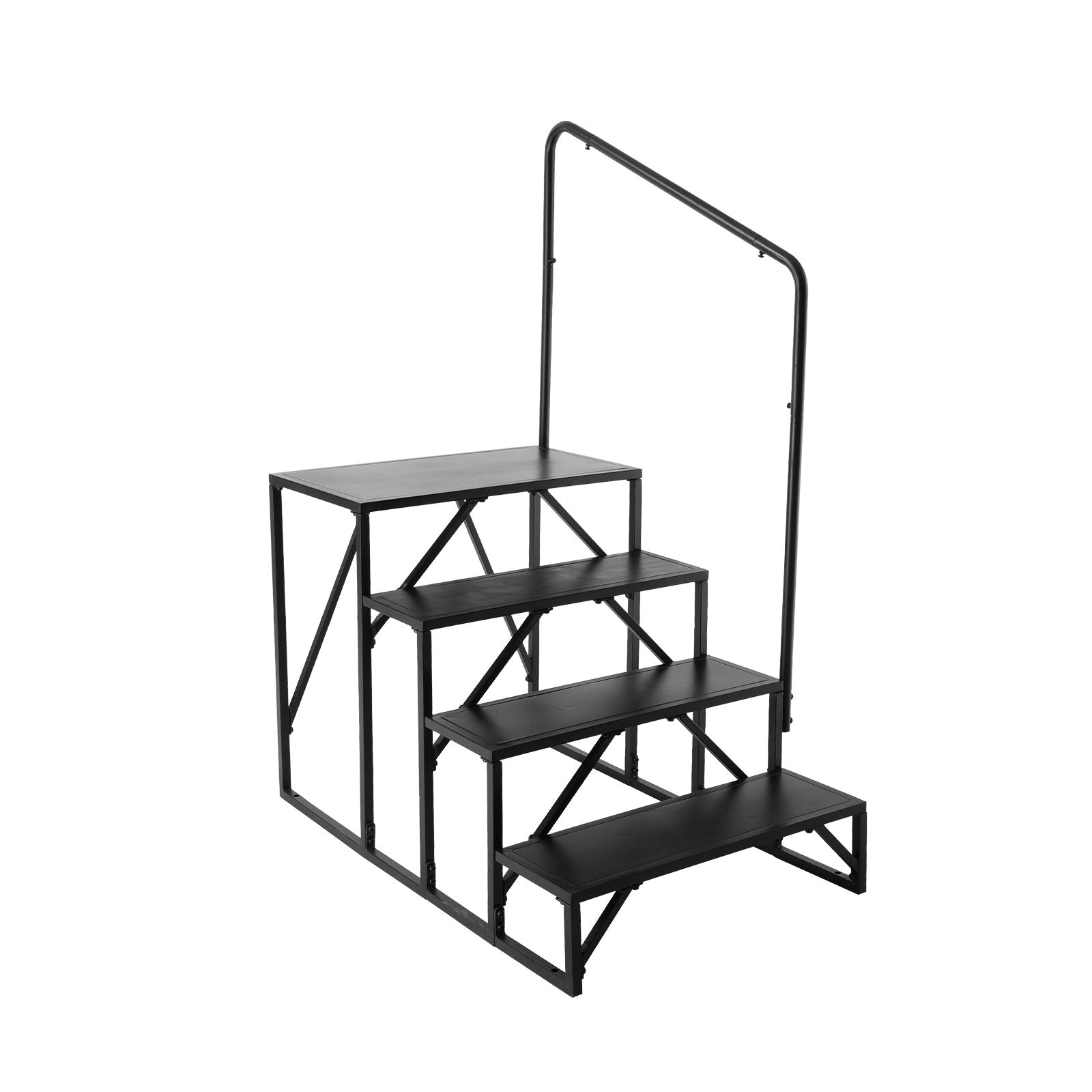 RV Steps, 4-Step RV Stairs, 199.58KGS Load Capacity, Thickened Carbon Steel, With Handrail, Non-Slip Steps V952-FCBTGDKHJG4JE8I22V0