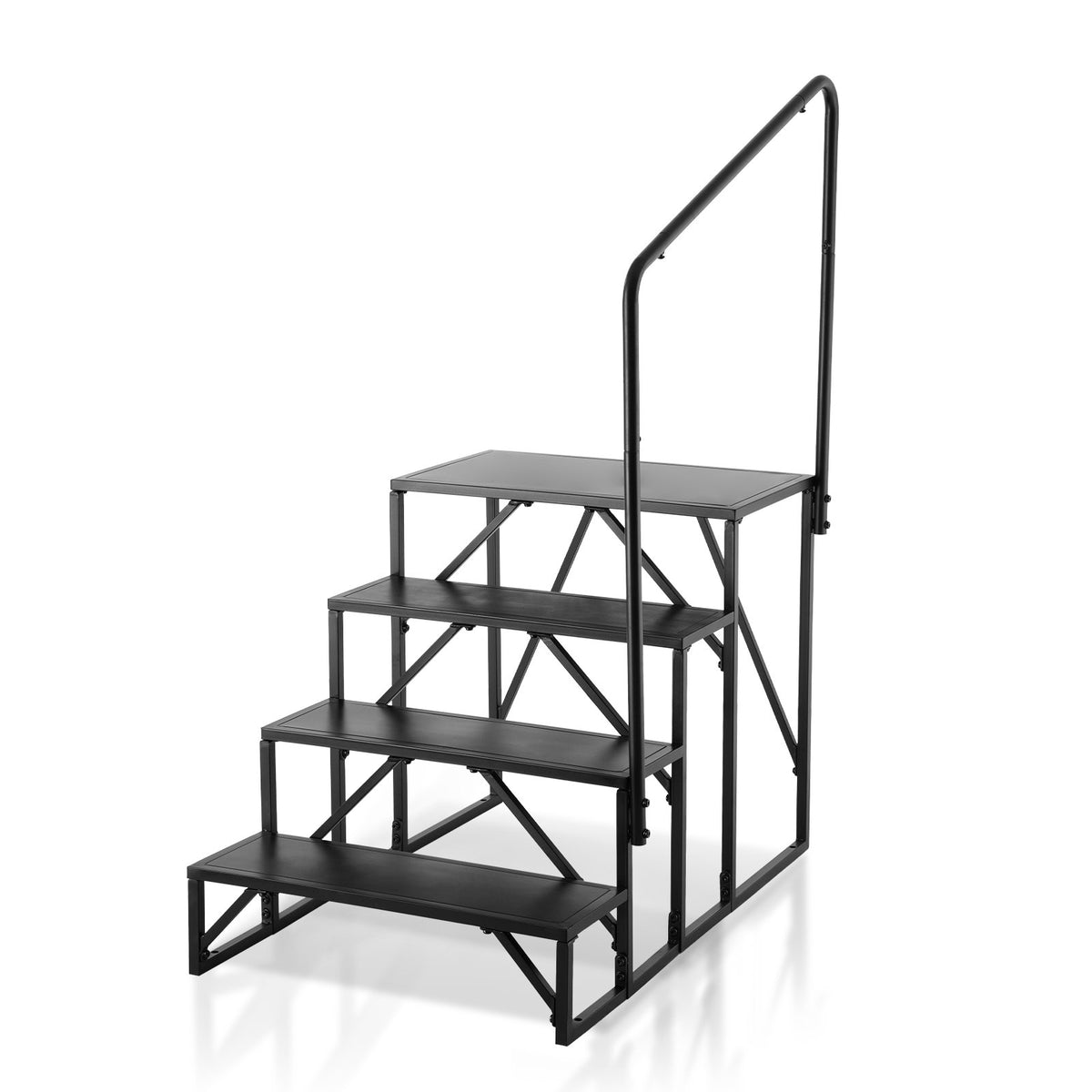 RV Steps, 4-Step RV Stairs, 199.58KGS Load Capacity, Thickened Carbon Steel, With Handrail, Non-Slip Steps V952-FCBTGDKHJG4JE8I22V0