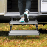 RV Steps, 2-Step, Manual Retractable RV Stairs, Foldable, 440 LBS Load Capacity, Aluminum Alloy Steps, V952-FCBTZDKZDKSDNVHFTV0