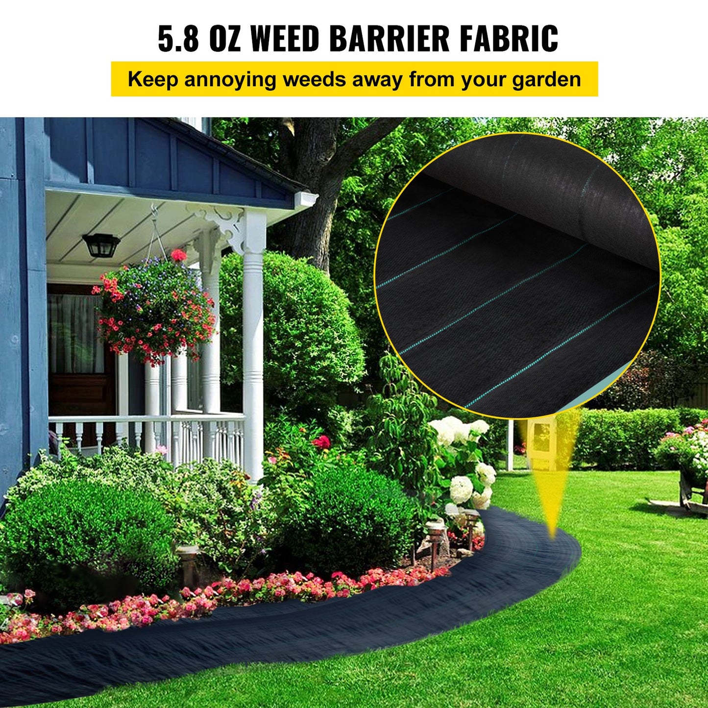 Weed Barrier, 5.8oz Landscape Fabric, 4ft x 300ft Cover Mat Heavy Duty Woven Grass Control Geotextile for V952-FCBY43005.8OZWK6GV0