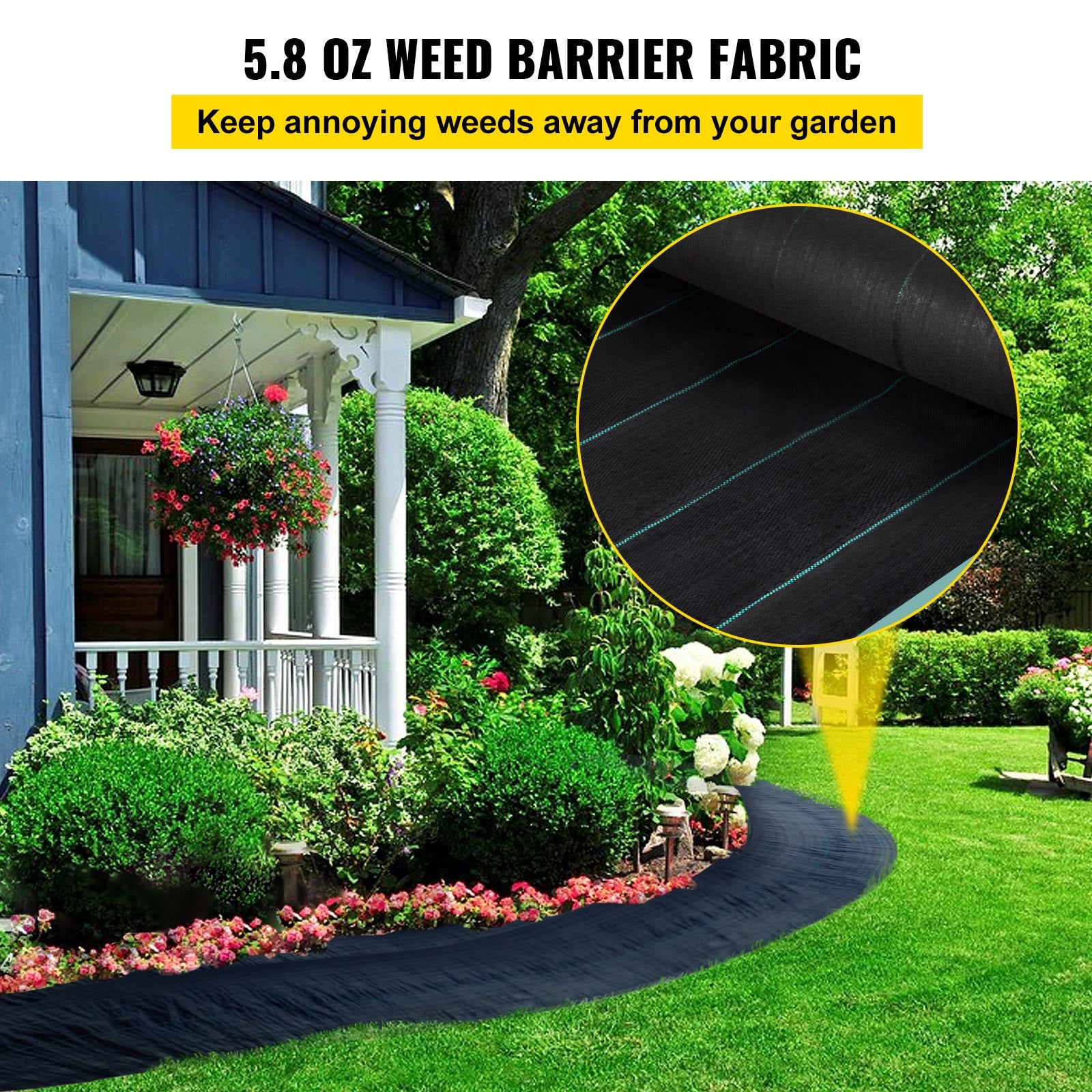Weed Barrier, 5.8oz Landscape Fabric, 4ft x 300ft Cover Mat Heavy Duty Woven Grass Control Geotextile for V952-FCBY43005.8OZWK6GV0