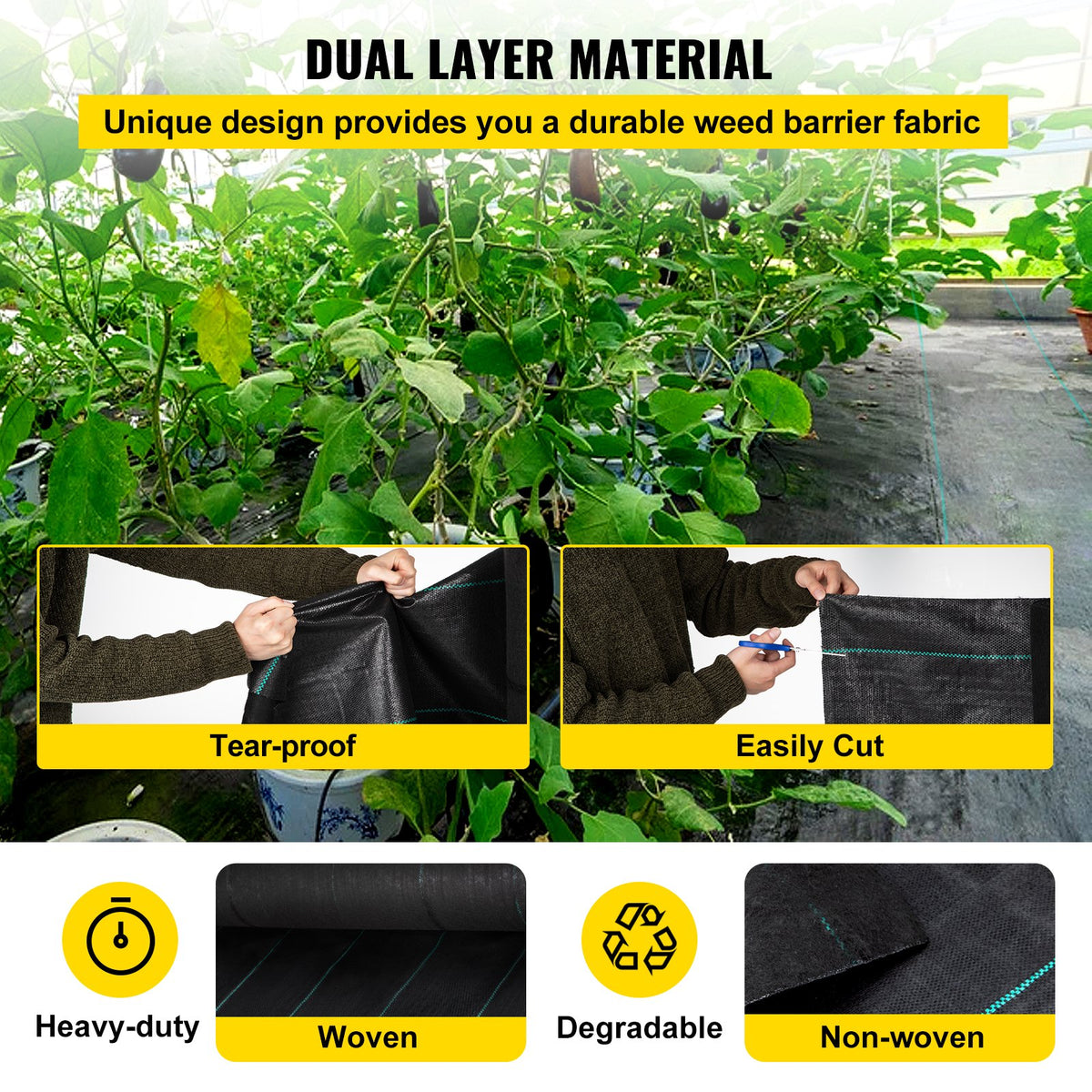 Weed Barrier, 5.8oz Landscape Fabric, 4ft x 300ft Cover Mat Heavy Duty Woven Grass Control Geotextile for V952-FCBY43005.8OZWK6GV0