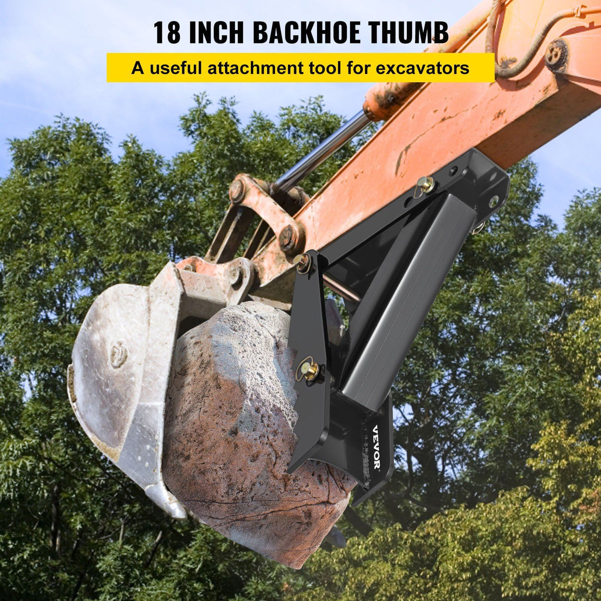 45.7 cm Backhoe Thumb, 12 mm Teeth Thickness Heavy Duty Excavator Thumb, Black Steel Weld On Thumb V952-FCMZ18INCBH12MM01V0
