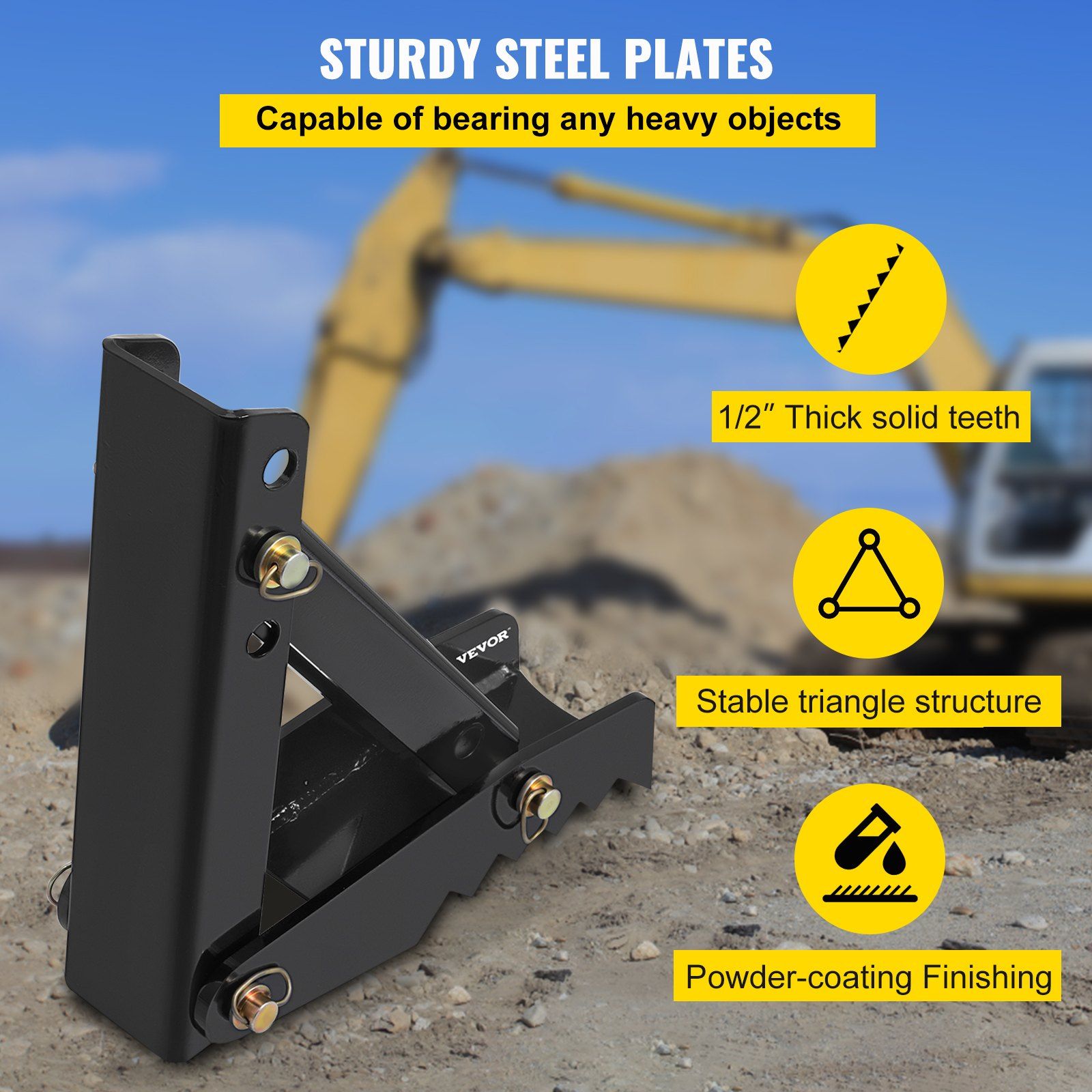 45.7 cm Backhoe Thumb, 12 mm Teeth Thickness Heavy Duty Excavator Thumb, Black Steel Weld On Thumb V952-FCMZ18INCBH12MM01V0