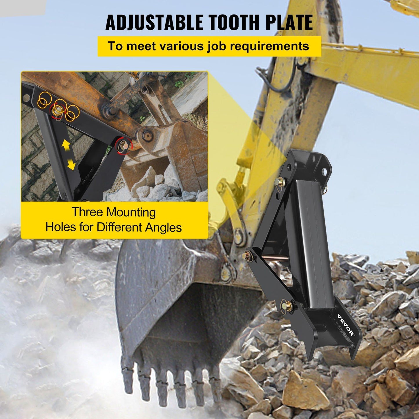 45.7 cm Backhoe Thumb, 12 mm Teeth Thickness Heavy Duty Excavator Thumb, Black Steel Weld On Thumb V952-FCMZ18INCBH12MM01V0