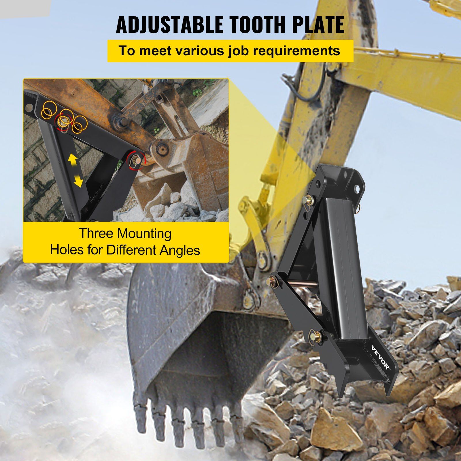 45.7 cm Backhoe Thumb, 12 mm Teeth Thickness Heavy Duty Excavator Thumb, Black Steel Weld On Thumb V952-FCMZ18INCBH12MM01V0