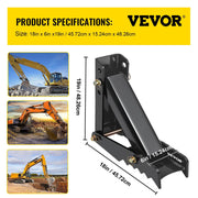 45.7 cm Backhoe Thumb, 12 mm Teeth Thickness Heavy Duty Excavator Thumb, Black Steel Weld On Thumb V952-FCMZ18INCBH12MM01V0