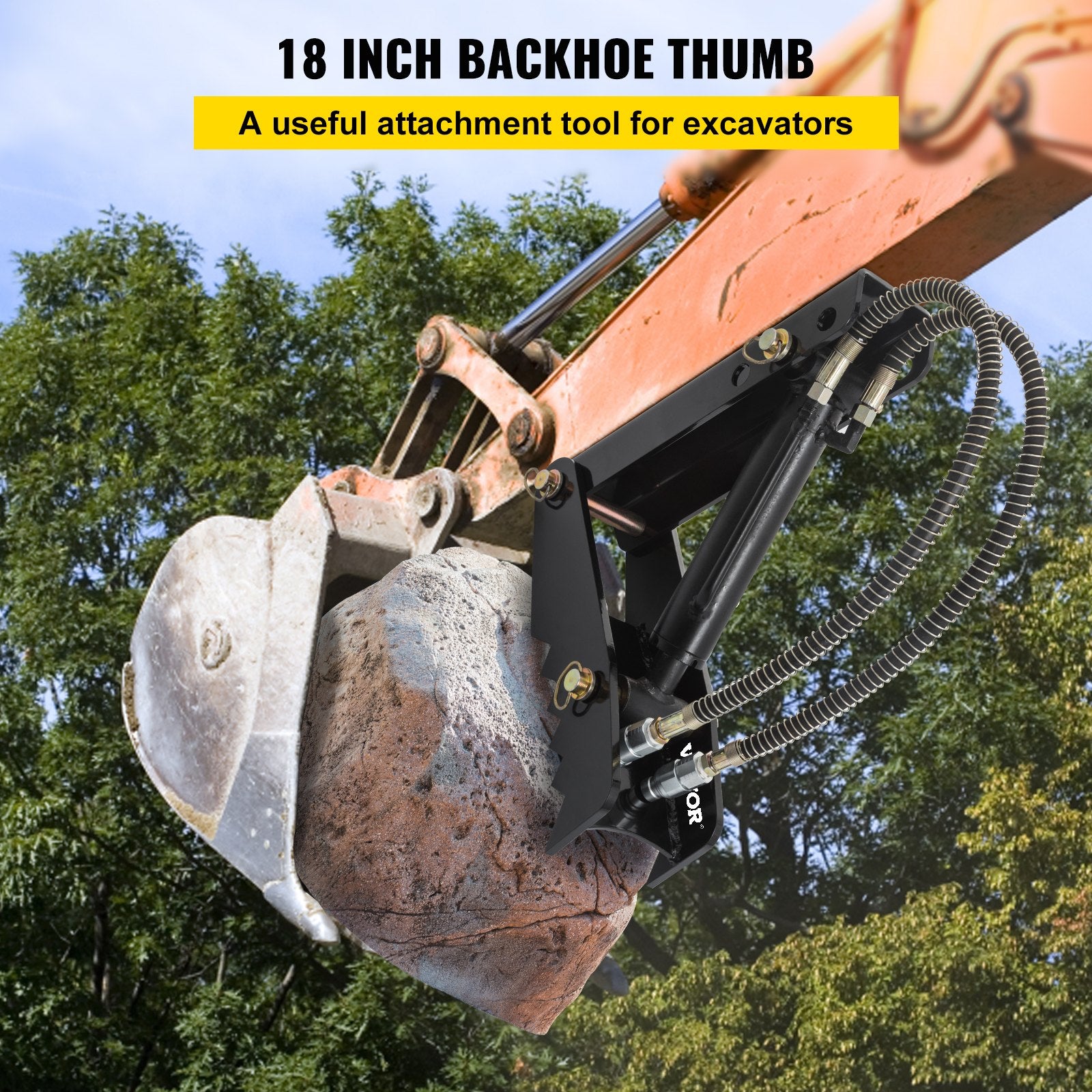 Hydraulic Backhoe Thumb, 45.7cm 1.27cm Thickness Heavy Duty Excavator Thumb, Black Steel Weld On Thumb V952-FCMZ18INDYYYG12MMV0