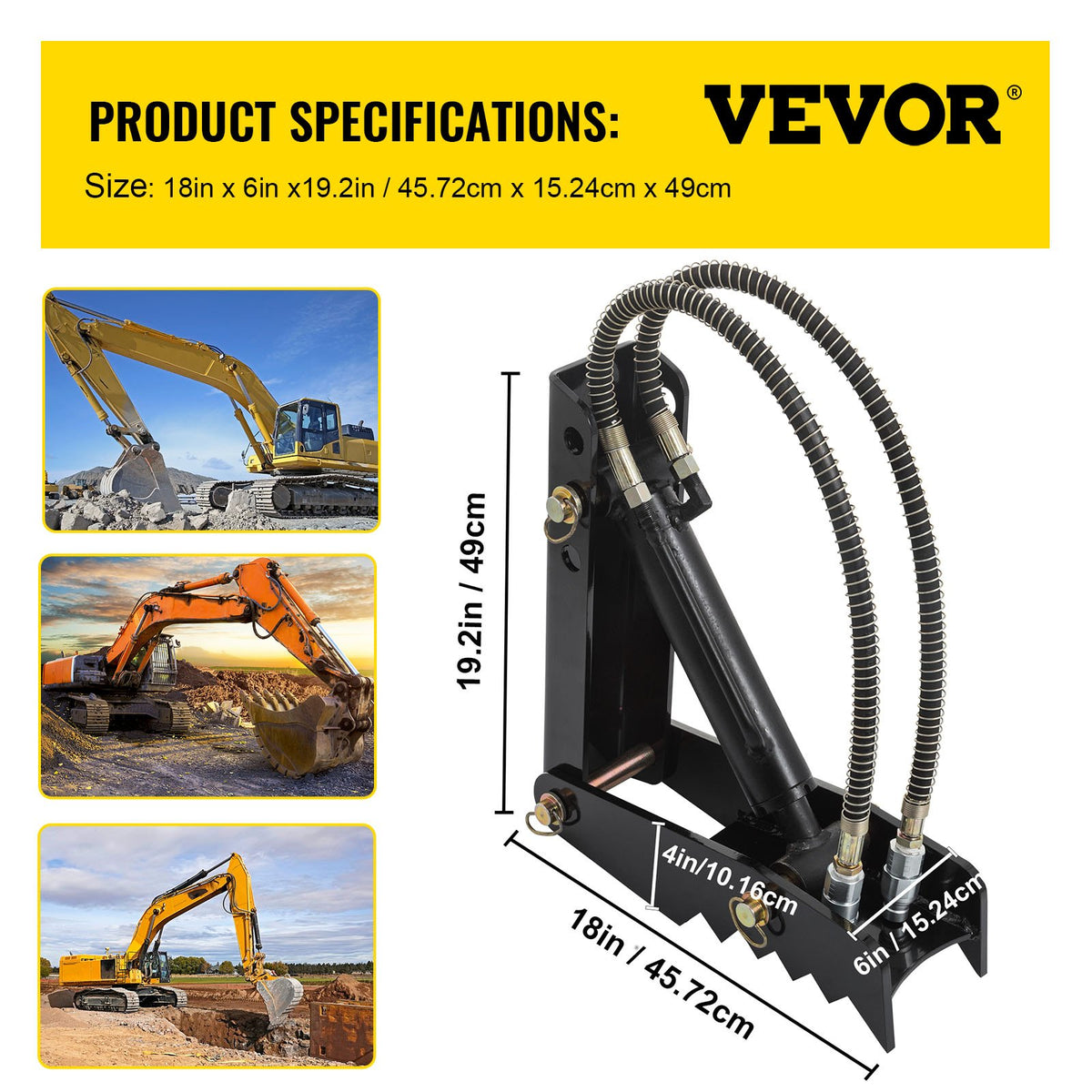 Hydraulic Backhoe Thumb, 45.7cm 1.27cm Thickness Heavy Duty Excavator Thumb, Black Steel Weld On Thumb V952-FCMZ18INDYYYG12MMV0