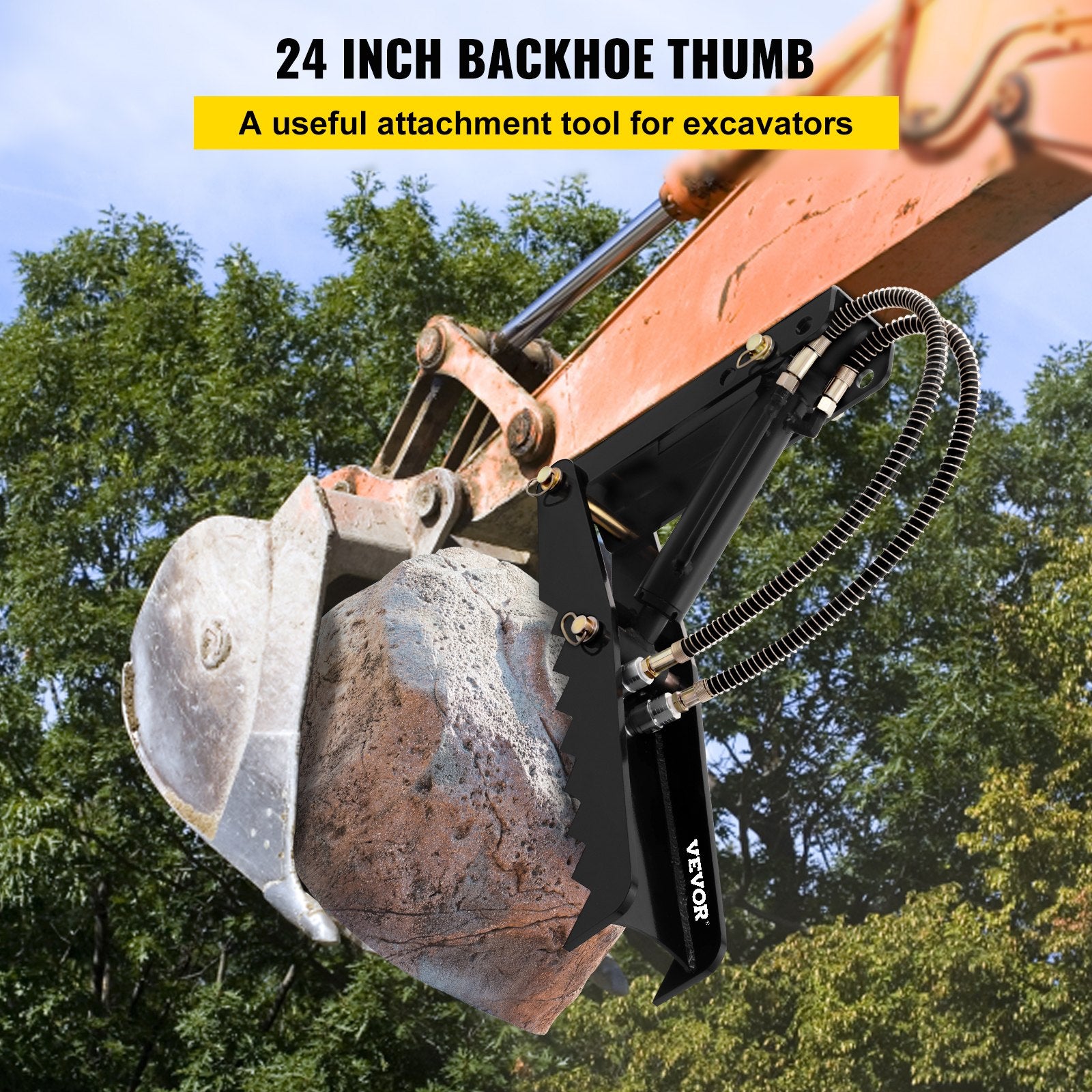 61cm Hydraulic Backhoe Excavator Thumb Attachments Weld On 1.27cm Teeth Thick Steel Plate Assembly 12MM V952-FCMZ24INDYYYG12MMV0