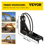 61cm Hydraulic Backhoe Excavator Thumb Attachments Weld On 1.27cm Teeth Thick Steel Plate Assembly 12MM V952-FCMZ24INDYYYG12MMV0