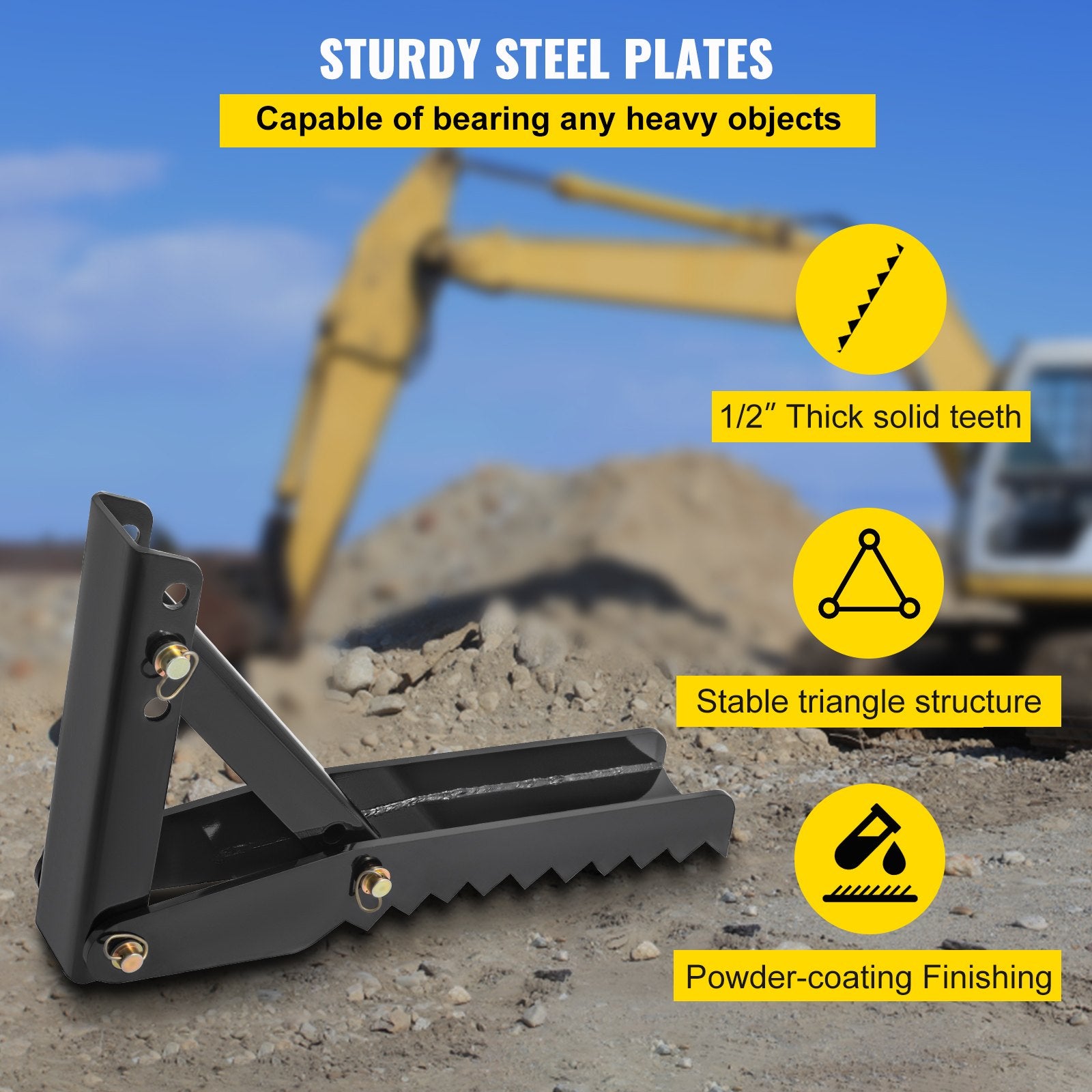 32 inch Backhoe Excavator Thumb Attachments Weld On Adjustable Boom Tractor Excavator 1/2Inch Teeth Thick V952-FCMZ32INCBH12MM01V0