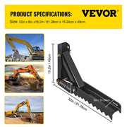 32 inch Backhoe Excavator Thumb Attachments Weld On Adjustable Boom Tractor Excavator 1/2Inch Teeth Thick V952-FCMZ32INCBH12MM01V0