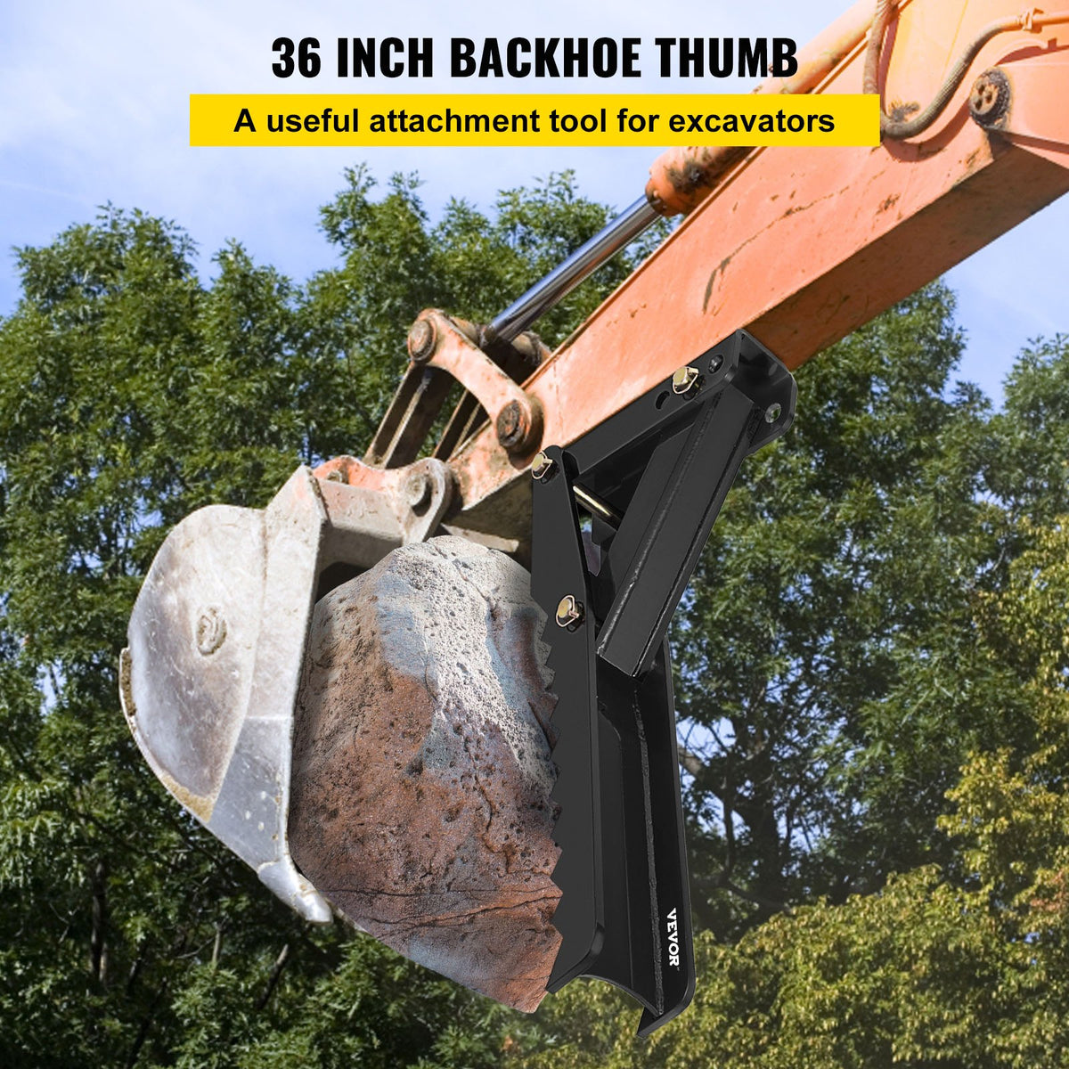 Backhoe Excavator Thumb Attachments, 91.44 cm Adjustable Extreme Weld On Backhoe Thumb Hoe Clamp 1.27 cm Inch V952-FCMZ36INJCCBH16MMV0