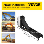 Backhoe Excavator Thumb Attachments, 91.44 cm Adjustable Extreme Weld On Backhoe Thumb Hoe Clamp 1.27 cm Inch V952-FCMZ36INJCCBH16MMV0