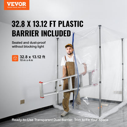 Dust Barrier Poles, 10 Ft Barrier Poles, Dust Barrier System with 4 Telescoping Poles, Magnetic Zipper, Carry V952-FCPZYCY410FTSUBC3V0
