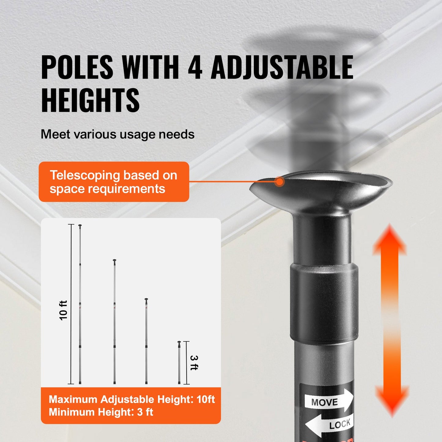 Dust Barrier Poles, 10 Ft Barrier Poles, Dust Barrier System with 4 Telescoping Poles, Magnetic Zipper, Carry V952-FCPZYCY410FTSUBC3V0