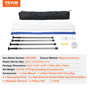 Dust Barrier Poles, 10 Ft Barrier Poles, Dust Barrier System with 4 Telescoping Poles, Magnetic Zipper, Carry V952-FCPZYCY410FTSUBC3V0
