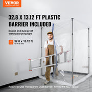 Dust Barrier Poles, 12 Ft Barrier Poles, Dust Barrier System with 4 Telescoping Poles, Magnetic Zipper, Carry V952-FCPZYCY410FTV2QEBV0