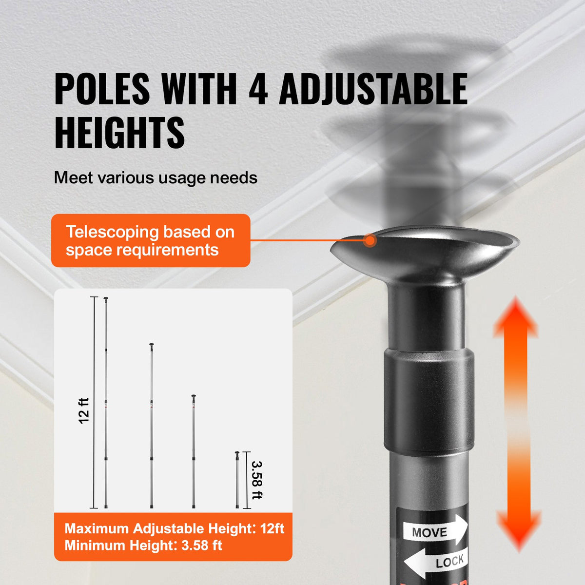Dust Barrier Poles, 12 Ft Barrier Poles, Dust Barrier System with 4 Telescoping Poles, Magnetic Zipper, Carry V952-FCPZYCY410FTV2QEBV0