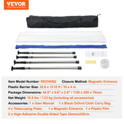 Dust Barrier Poles, 12 Ft Barrier Poles, Dust Barrier System with 4 Telescoping Poles, Magnetic Zipper, Carry V952-FCPZYCY410FTV2QEBV0