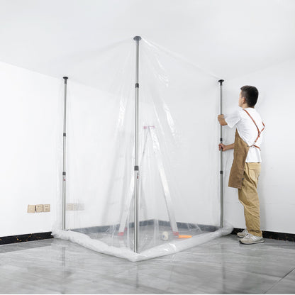 Dust Barrier Poles, 12 Ft Barrier Poles, Dust Barrier System with 4 Telescoping Poles, Magnetic Zipper, Carry V952-FCPZYCY410FTV2QEBV0