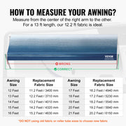 RV Awning Fabric Replacement, 3.72m Fabric Length for 3.96mAwning, Heavy Duty 3-Ply 16oz PVC Camper Awning V952-FCZYPML13YC0JJS9NV0