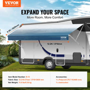 RV Awning Fabric Replacement, 3.72m Fabric Length for 3.96mAwning, Heavy Duty 3-Ply 16oz PVC Camper Awning V952-FCZYPML13YC0JJS9NV0