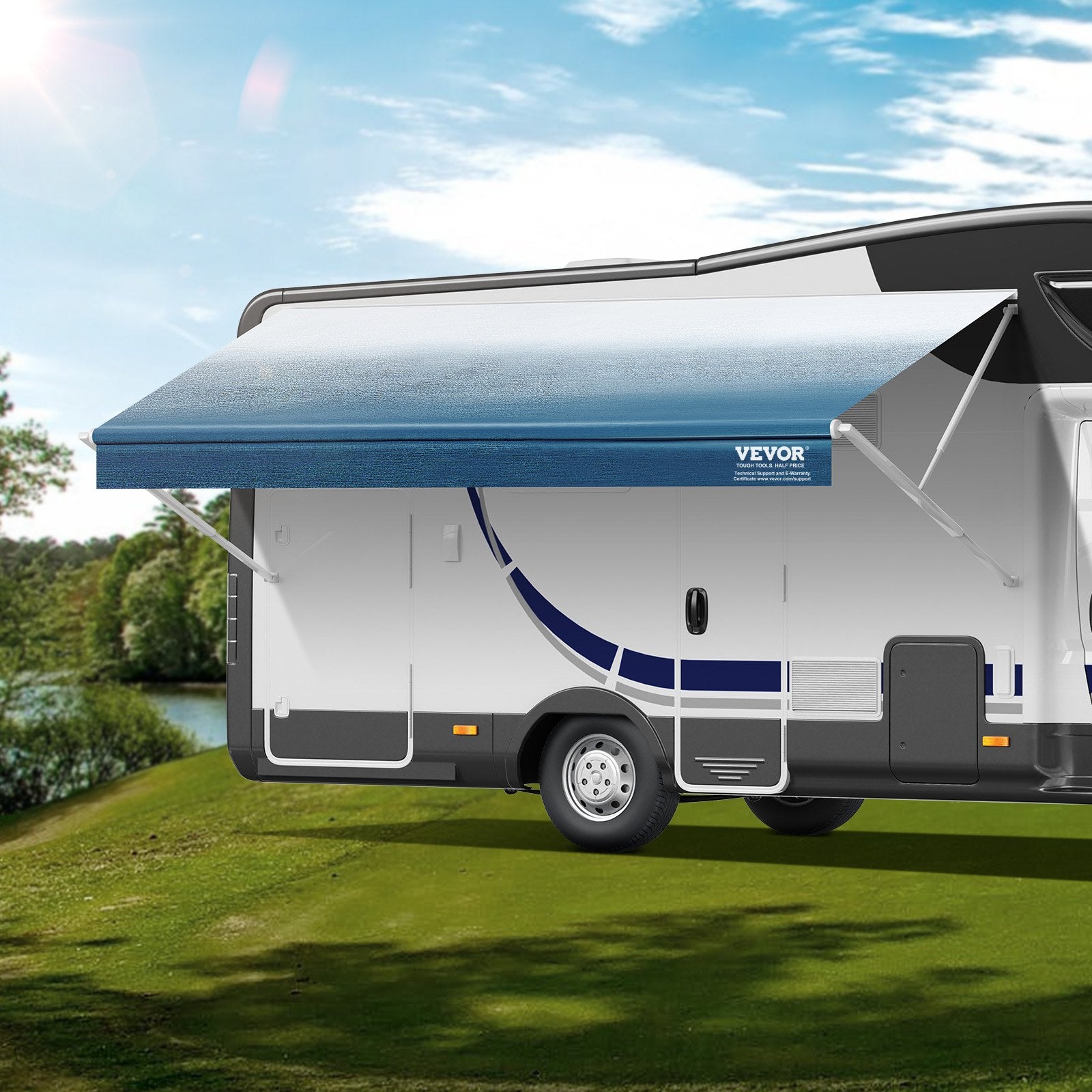 RV Awning Fabric Replacement, 3.72m Fabric Length for 3.96mAwning, Heavy Duty 3-Ply 16oz PVC Camper Awning V952-FCZYPML13YC0JJS9NV0