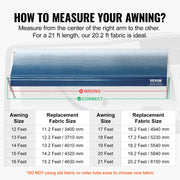 RV Awning Fabric Replacement, 6.15m Fabric Length for 6.4m Awning, Heavy Duty 3-Ply 16oz PVC Camper Awning V952-FCZYPML21YC09JIMMV0
