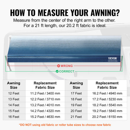 RV Awning Fabric Replacement, 6.15m Fabric Length for 6.4m Awning, Heavy Duty 3-Ply 16oz PVC Camper Awning V952-FCZYPML21YC09JIMMV0