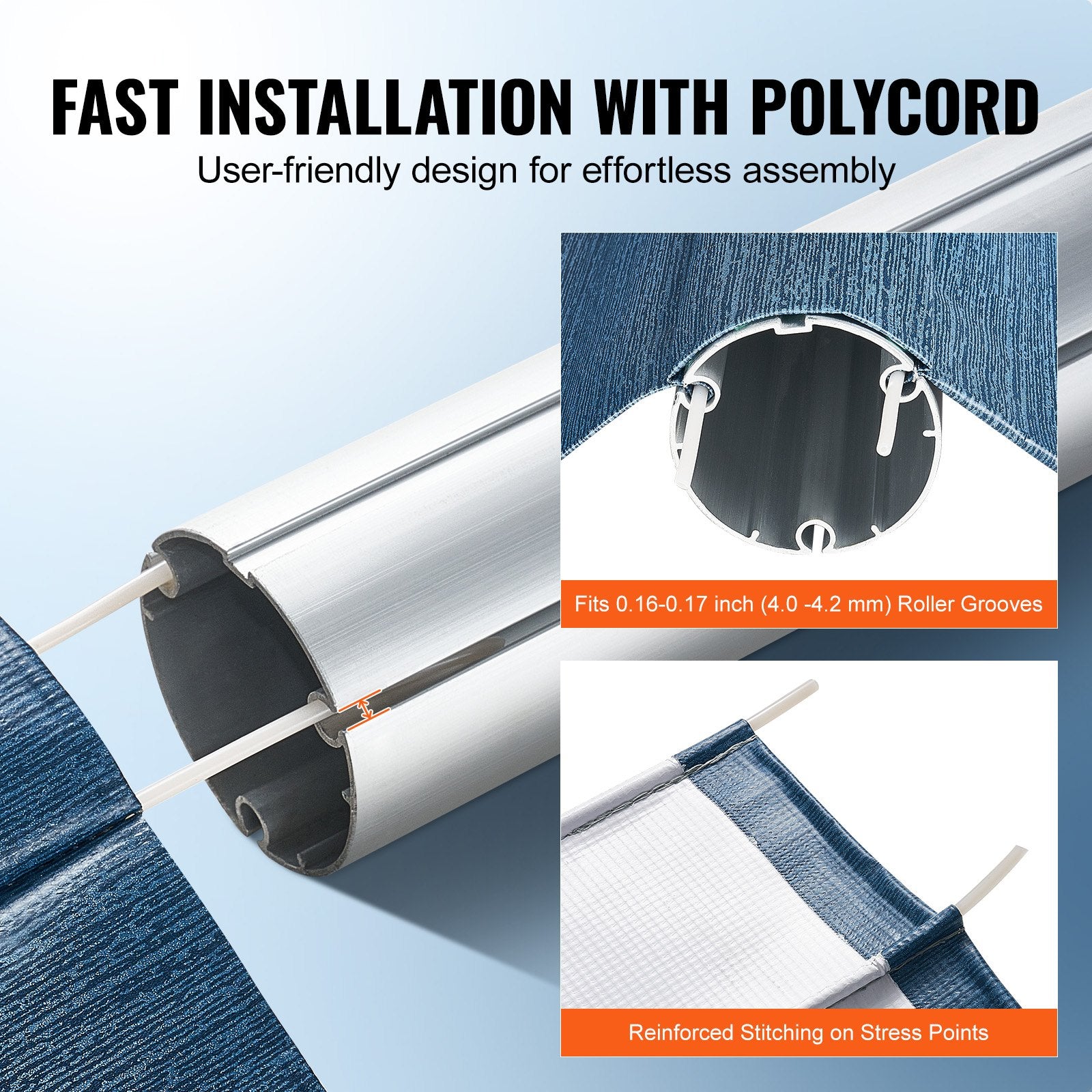 RV Awning Fabric Replacement, 6.15m Fabric Length for 6.4m Awning, Heavy Duty 3-Ply 16oz PVC Camper Awning V952-FCZYPML21YC09JIMMV0