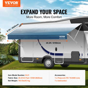 RV Awning Fabric Replacement, 6.15m Fabric Length for 6.4m Awning, Heavy Duty 3-Ply 16oz PVC Camper Awning V952-FCZYPML21YC09JIMMV0