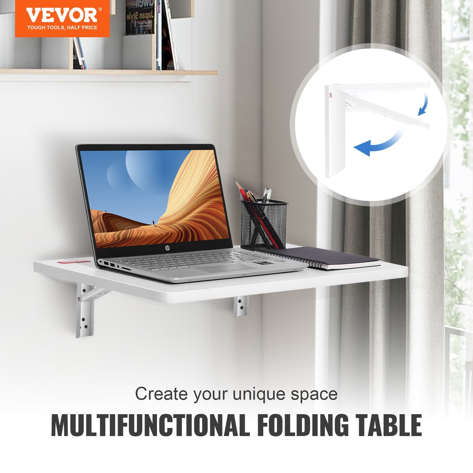 Wall Mounted Folding Table, Wall Mount Drop Leaf Tables, Wooden Floating Desk for Dining, Laundry Room, V952-FDBGZBHBDB00GKKSZV0