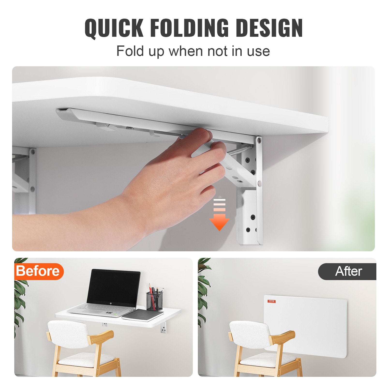 Wall Mounted Folding Table, Wall Mount Drop Leaf Tables, Wooden Floating Desk for Dining, Laundry Room, V952-FDBGZBHBDB00GKKSZV0