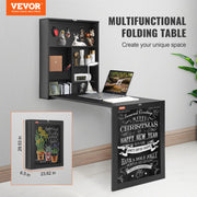 Wall Mounted Desk, Fold out Convertible Desk, Multi-Function Folding Wall Table with Chalkboard for Home V952-FDBGZBHBZXK0THXAQV0