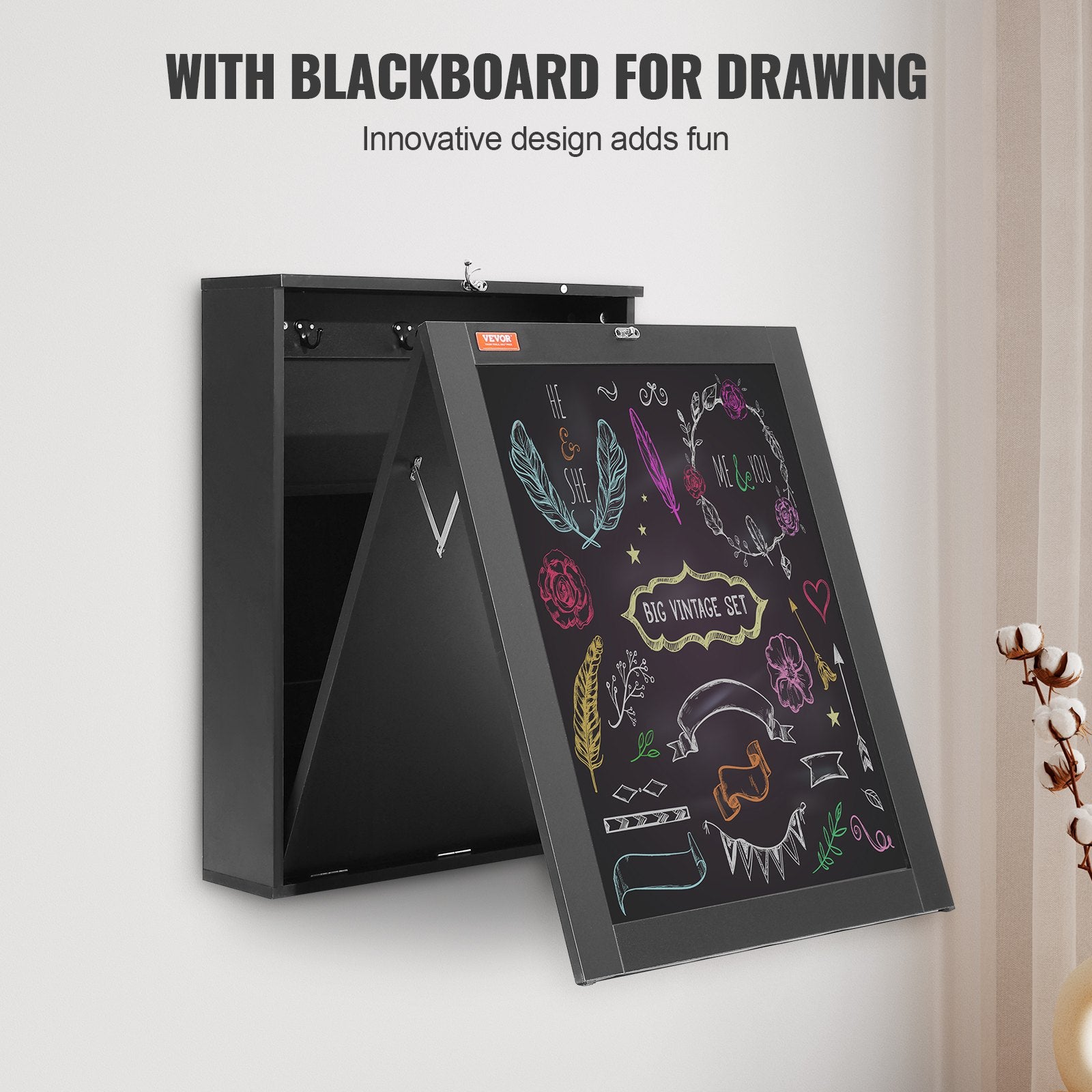 Wall Mounted Desk, Fold out Convertible Desk, Multi-Function Folding Wall Table with Chalkboard for Home V952-FDBGZBHBZXK0THXAQV0