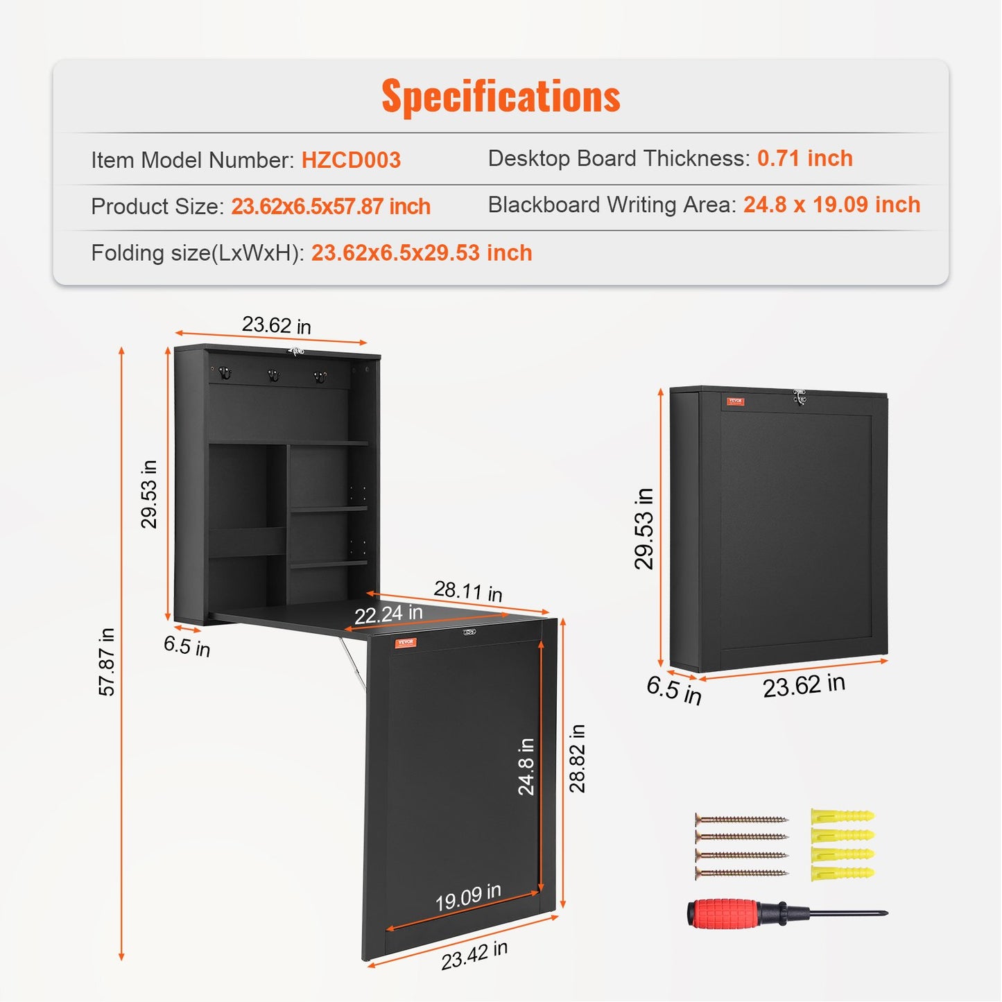 Wall Mounted Desk, Fold out Convertible Desk, Multi-Function Folding Wall Table with Chalkboard for Home V952-FDBGZBHBZXK0THXAQV0