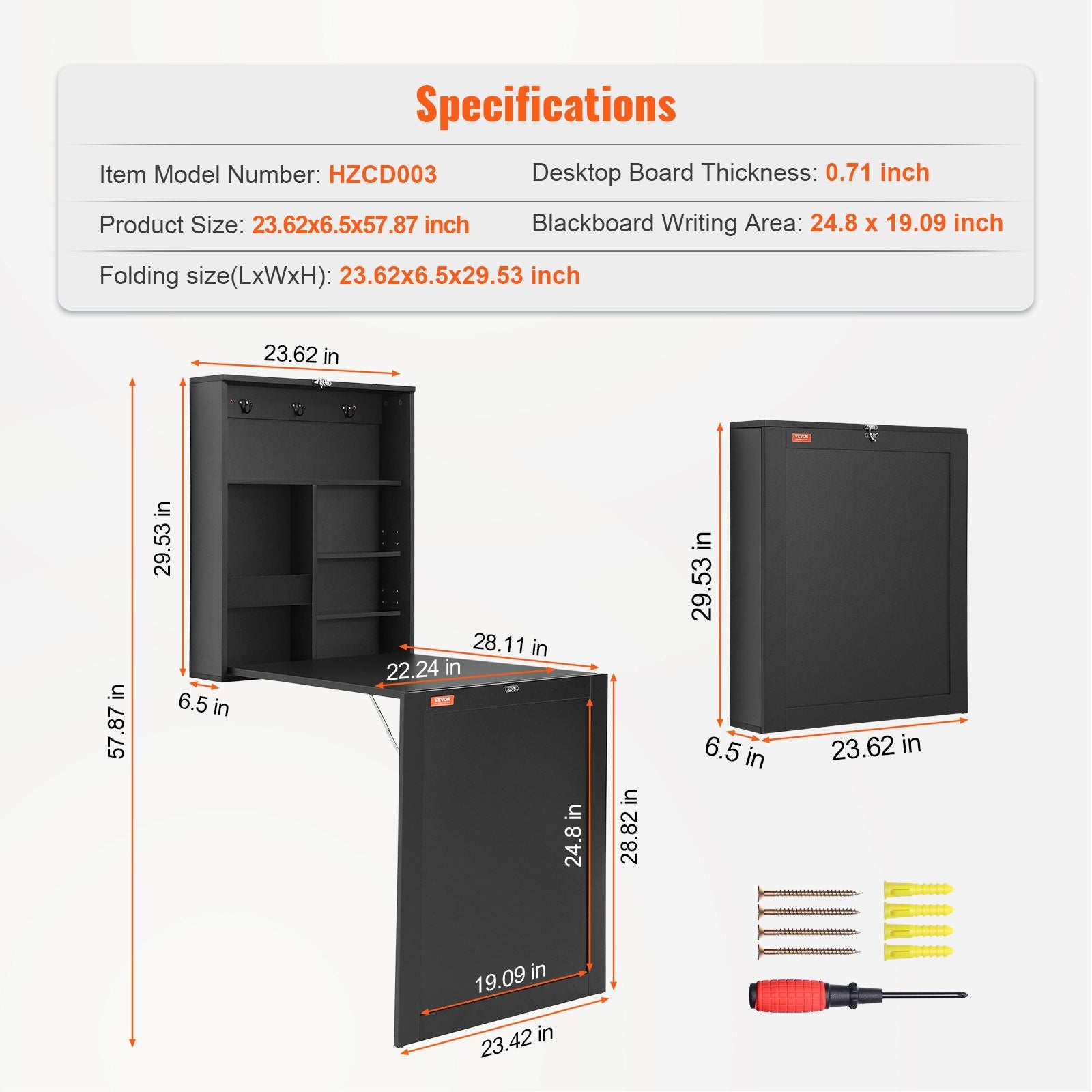 Wall Mounted Desk, Fold out Convertible Desk, Multi-Function Folding Wall Table with Chalkboard for Home V952-FDBGZBHBZXK0THXAQV0