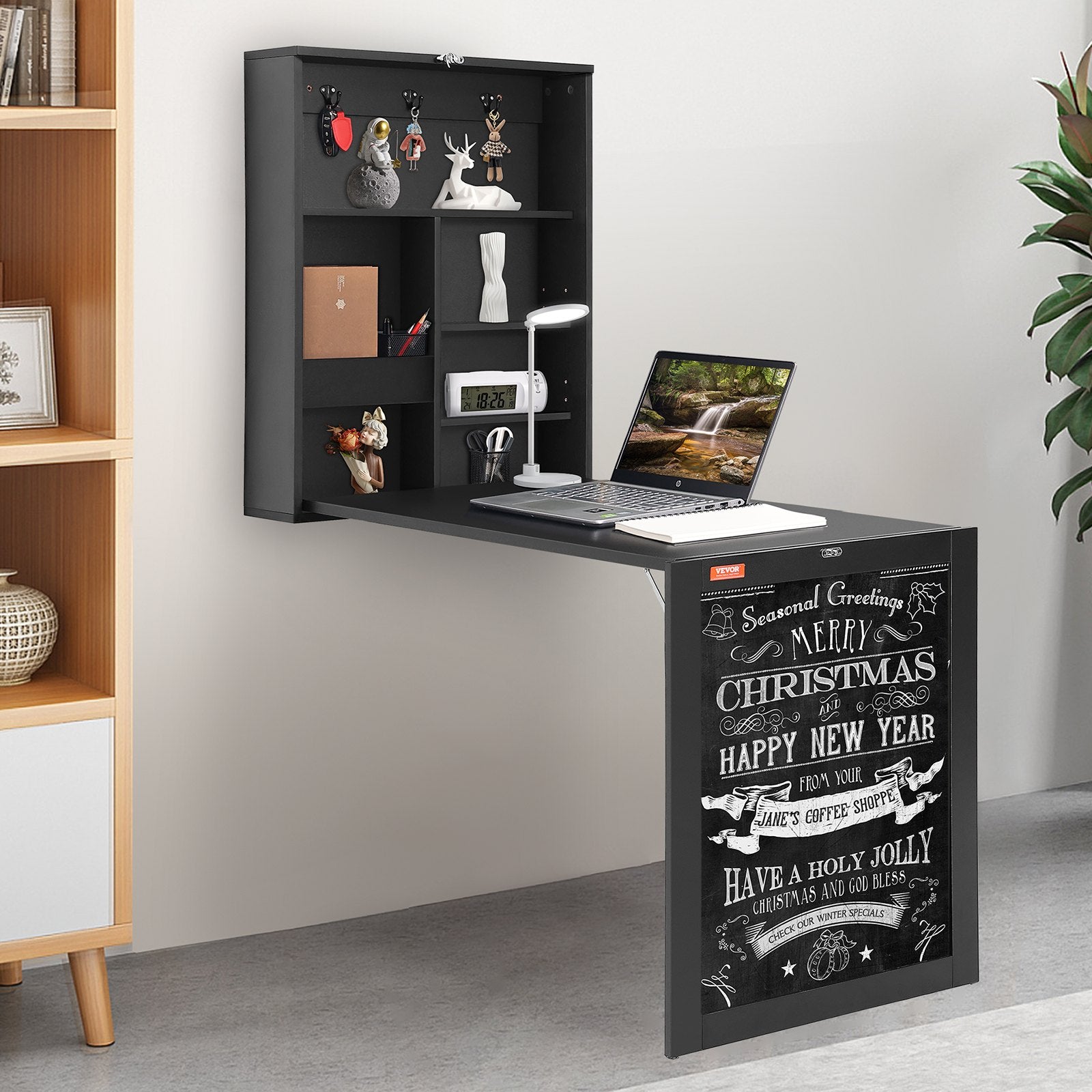 Wall Mounted Desk, Fold out Convertible Desk, Multi-Function Folding Wall Table with Chalkboard for Home V952-FDBGZBHBZXK0THXAQV0