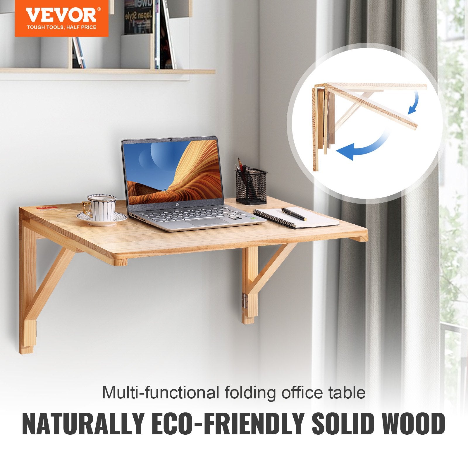 Wall Mounted Folding Table, Wall Mounted Drop Leaf Tables, Solid Wood Floating Desk for Dining, Laundry Room, V952-FDBGZSMDB000O92SXV0